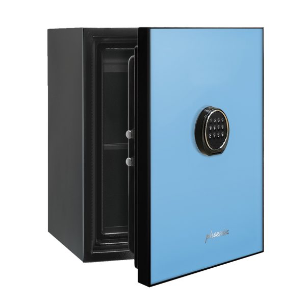 Phoenix Spectrum LS6001EB Luxus Feuertresor mit blauer Türfront und elektronischem Tastenschloss.