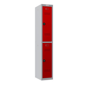 Phoenix PL Series PL1230GRC 1-Spaltiger 2-türiger Personalschrank grauer Körper/rote Türen mit Zahlenschlössern