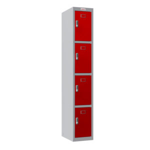 Phoenix PL Series PL1430GRE 1-Spaltiger 4-türiger Personalschrank grauer Körper/rote Türen mit Elektronikschlössern