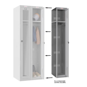 Phoenix PLC Series PLC1133GGC/ADD 1-spaltiger 1-türiger Klar-Personalschrank in Grau mit Kombinationsschloss