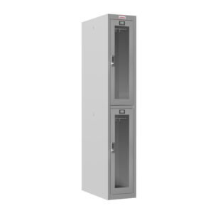 Phoenix PLC Series PLC1230GGE 1-spaltiger 2-türiger Klar-Personalschrank in Grau mit Elektronikschloss