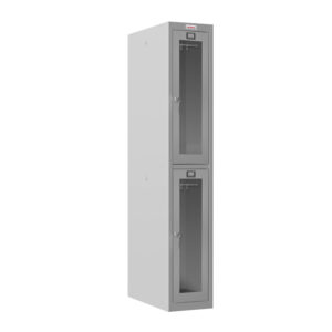 Phoenix PLC Series PLC1230GGK 1-spaltiger 2-türiger Klar-Personalschrank in Grau mit Schlüsselschloss