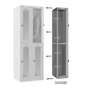 Phoenix PLC Series PLC1233GGC/ADD 1-spaltiger 2-türiger Klar-Personalschrank in Grau mit Kombinationsschloss