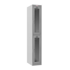 Phoenix PLC Series PLC1233GGK 1-spaltiger 2-türiger Klar-Personalschrank in Grau mit Schlüsselschloss