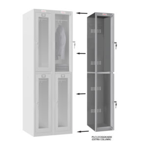 Phoenix PLC Series PLC1233GGK/ADD 1-spaltiger 2-türiger Klar-Personalschrank in Grau mit Schlüsselschloss
