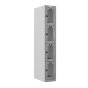 Phoenix PLC Series PLC1430GGC 1-spaltiger 4-türiger Klar-Personalschrank in Grau mit Kombinationsschloss