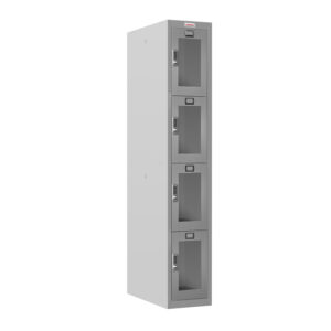 Phoenix PLC Series PLC1430GGE 1-spaltiger 4-türiger Klar-Personalschrank in Grau mit Elektronikschloss