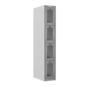 Phoenix PLC Series PLC1430GGK 1-spaltiger 4-türiger Klar-Personalschrank in Grau mit Schlüsselschloss