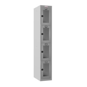 Phoenix PLC Series PLC1433GGC 1-spaltiger 4-türiger Klar-Personalschrank in Grau mit Kombinationsschloss