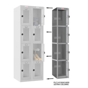 Phoenix PLC Series PLC1433GGC/ADD 1-spaltiger 4-türiger Klar-Personalschrank in Grau mit Kombinationsschloss