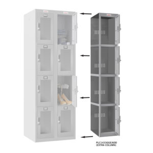 Phoenix PLC Series PLC1433GGE/ADD 1-spaltiger 4-türiger Klar-Personalschrank in Grau mit Elektronikschloss