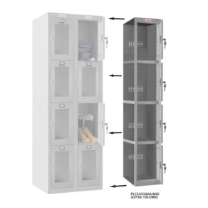 Phoenix PLC Series PLC1433GGK/ADD 1-spaltiger 4-türiger Klar-Personalschrank in Grau mit Schlüsselschloss